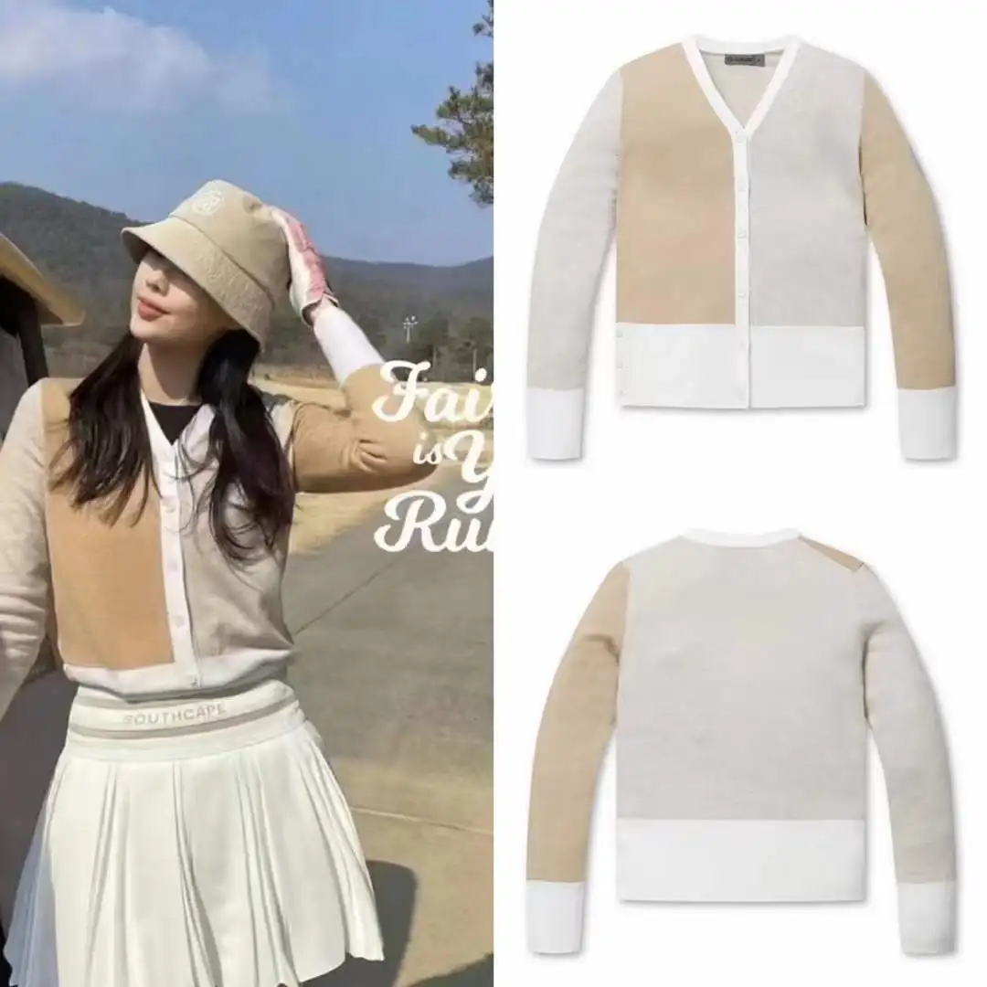 

Golf women's wear color-block stitching jacket cardigan long-sleeved autumn and winter new soft