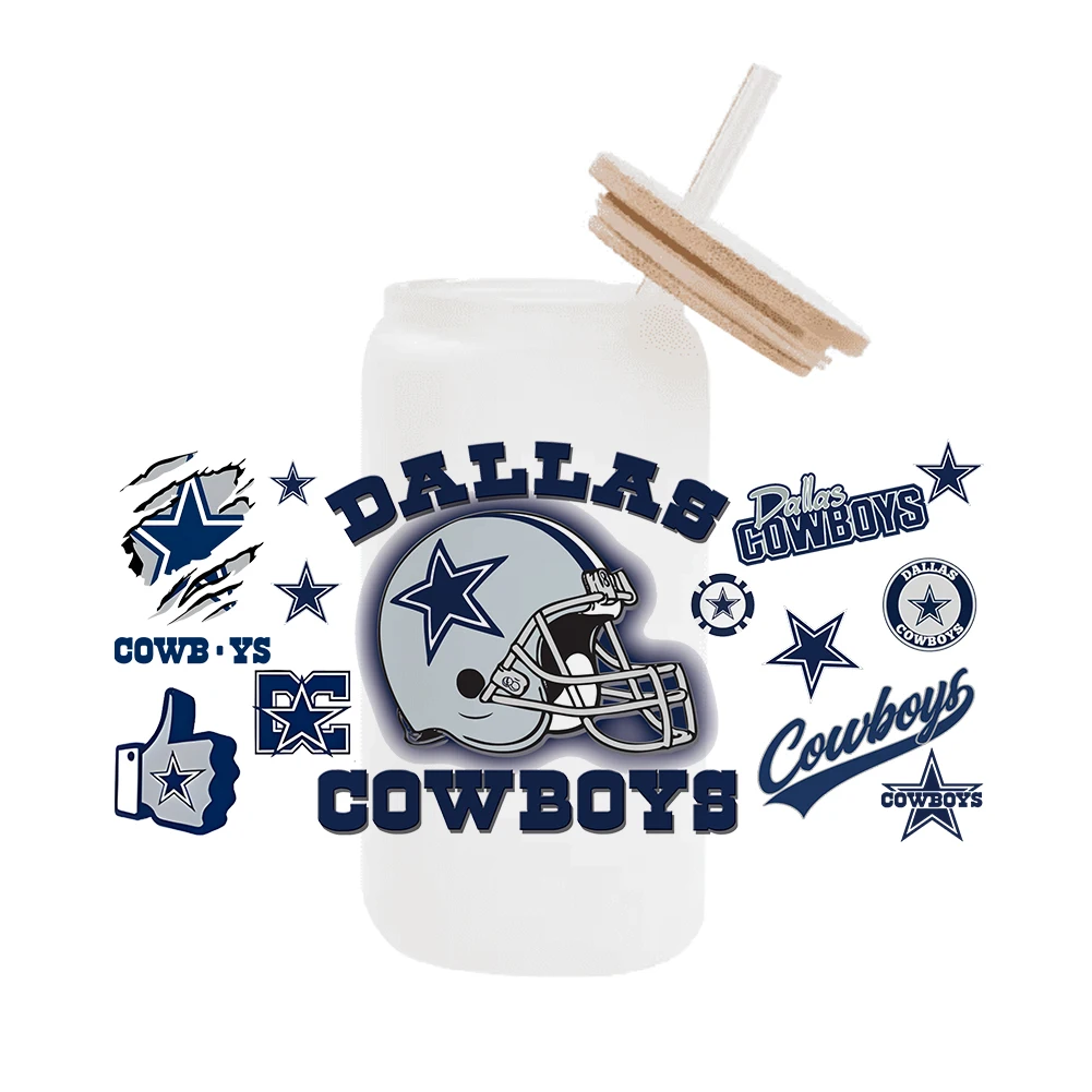 W Sport Team 11x24cm 16oz Can Glass Wrap Наклейка Водонепроницаемая УФ Dtf Кофейное стекло