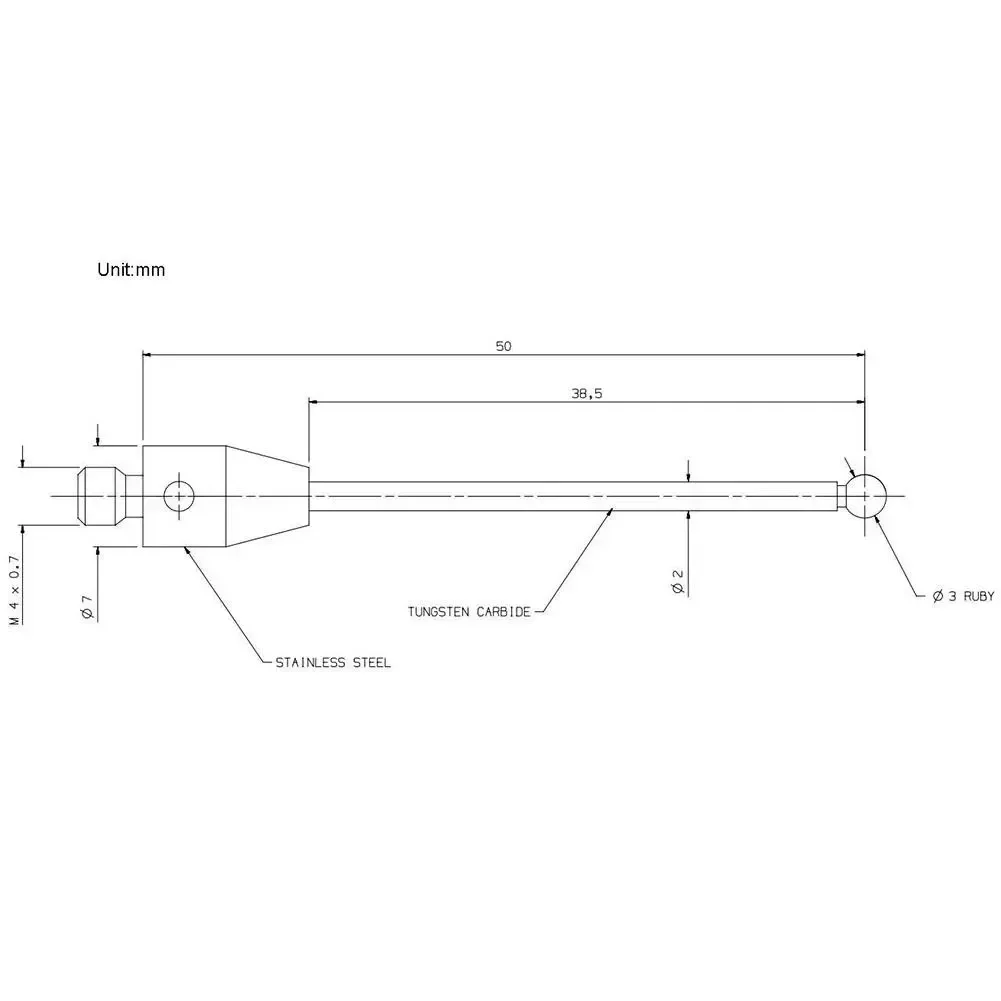 Сенсорный щуп CMM стилус диаметром 3 мм рубиновый шарик керамический стержень M4
