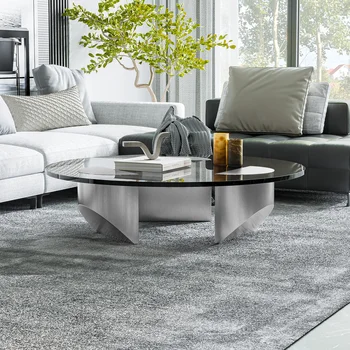 Wedge Coffee Table Round Glass Coffee Table Modern Coffee Table 5
