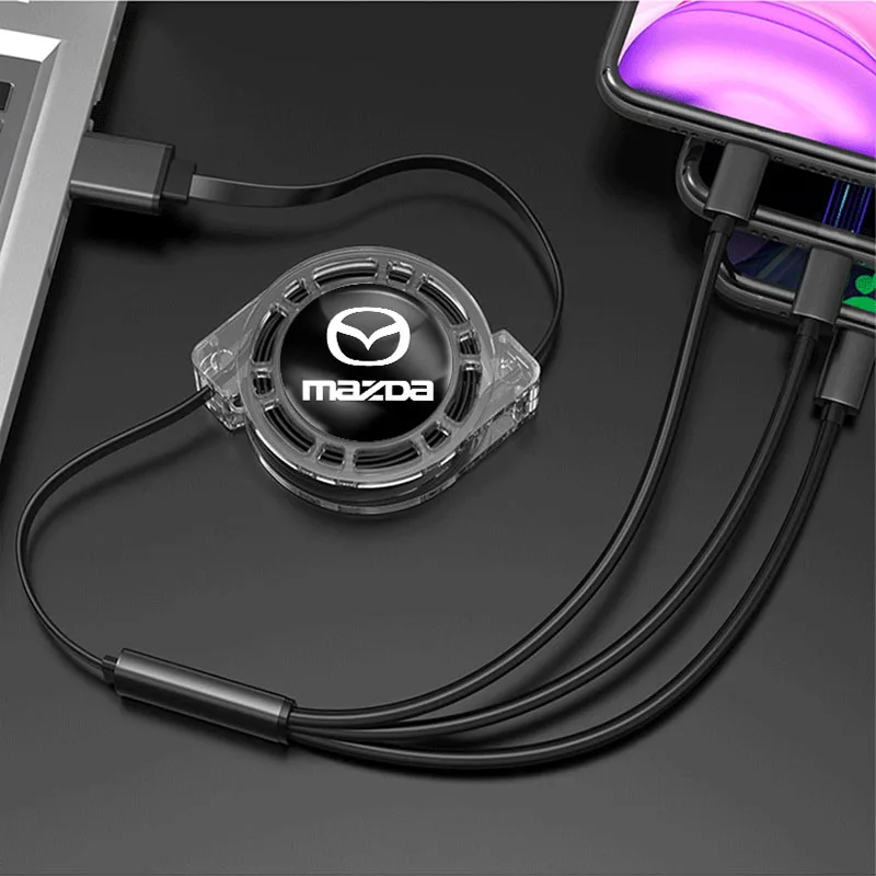 Зарядный кабель 3 в 1 Micro USB Type-C для Mazda 6 5 2 CX5 CX7 323 Demio Axela Atenza CX9 MX3 MX5 RX8 RX7 MX30 |