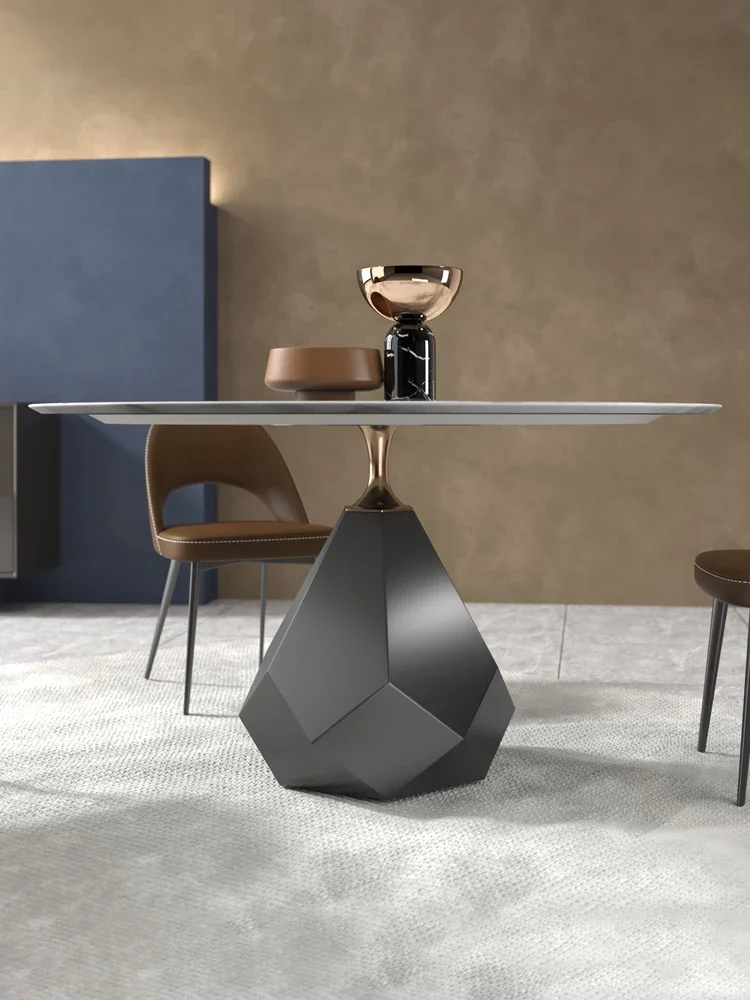 Круглый обеденный стол из итальянского мрамора простой бытовой дизайнерский