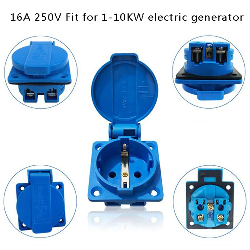 

Industrial waterproof socket EU socket copper contact body EU Plug original gasoline generator two-hole plug
