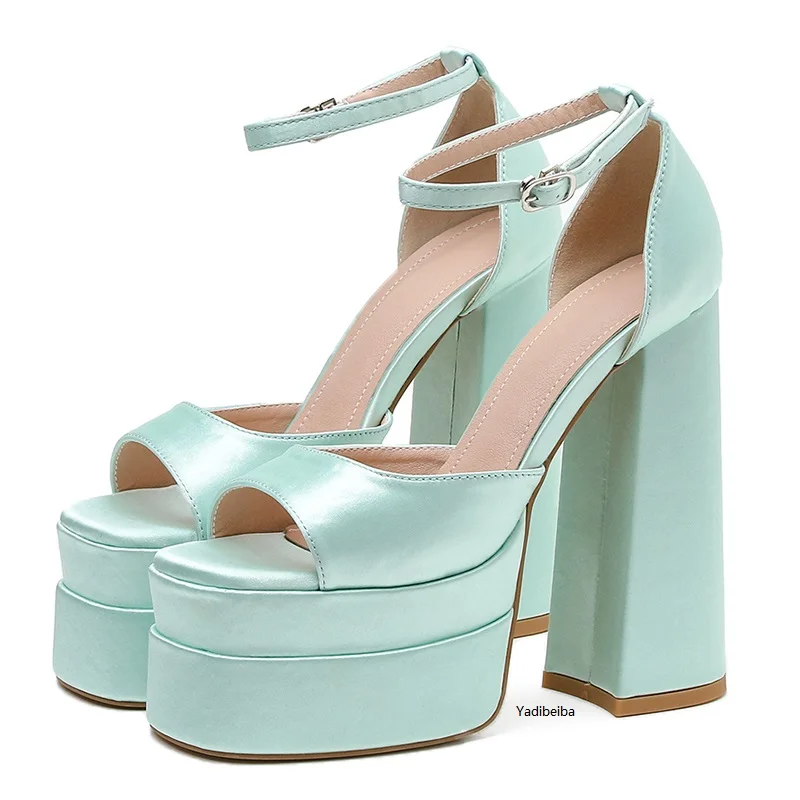 

2022 New Brand Women Sandals Summer Shoes Sexy Thick High Heels Platform Shoes Pink Black Dress Party Wedding Shoes Woman Pumps