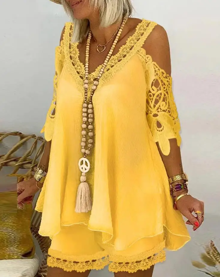 Женский комплект из двух предметов пляжный костюм для отпуска с V-образным