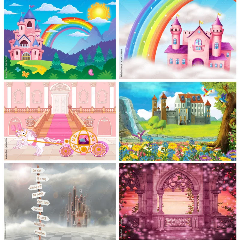 

Fairy Tale Castle Princess Photography Backdrop Newborn Portrait Birthday Photo Background for Photo Studio Props 22712 CB-01