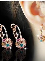2022 new jewelry 3 style fashion crystal ball stud earrings luxury multicolor lucky vintage wedding jewelry gift for women