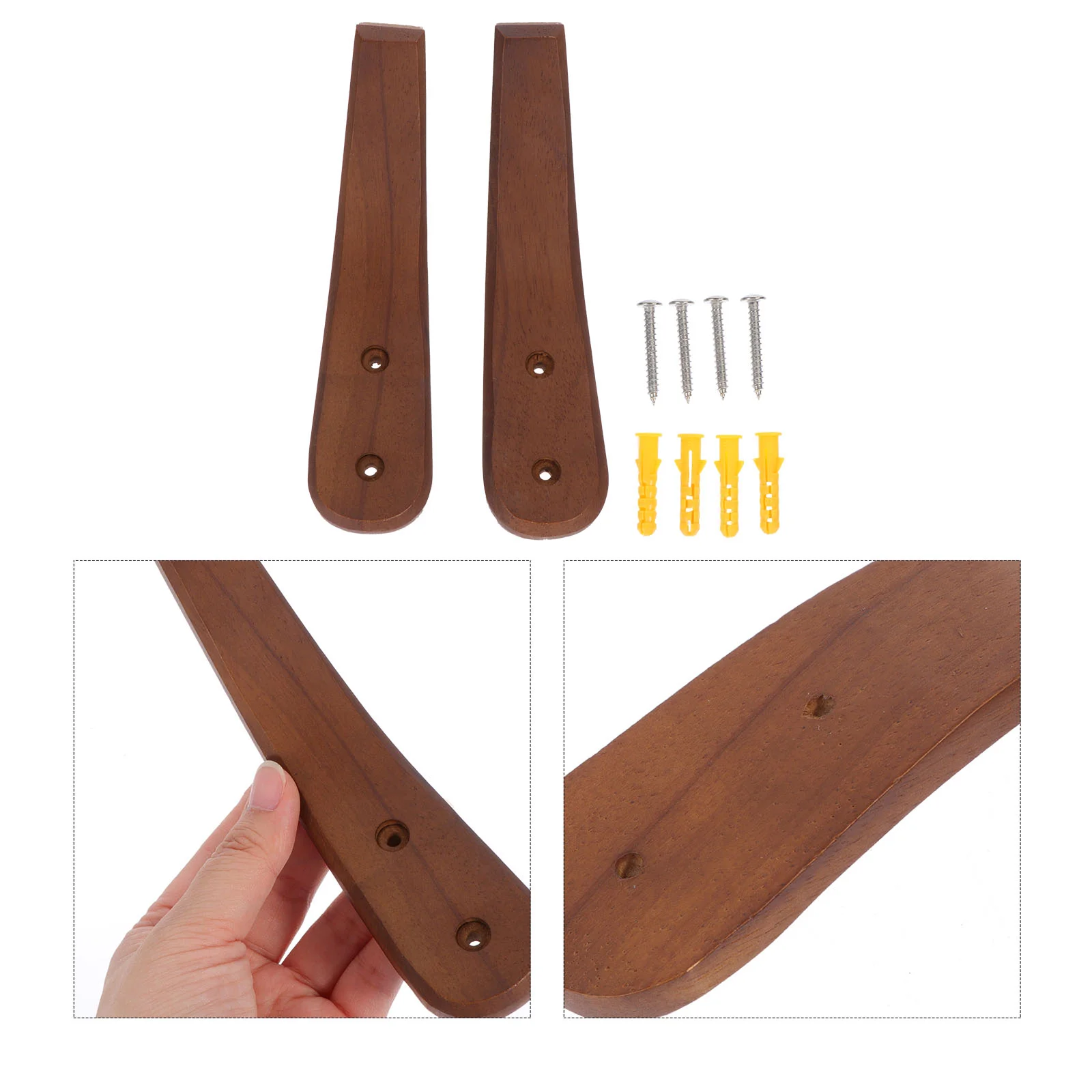 

2Pcs Wall Mounted Wood Hooks Natural Hat Pegs Punch-in Wall Clothes Hooks