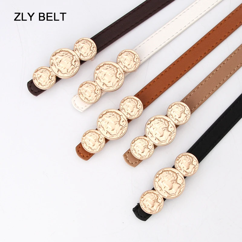 ZLY 2022 New Arrival Belt Women Slender Type Fashion Casual Versatile Jeans Style PU Leather Material Round Coin Buckle Belt
