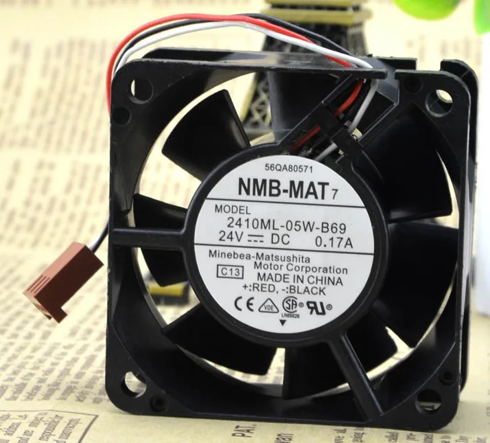

SSEA New cooling fan for NMB 2410ML-05W-B69 6025 60*60*25MM 24V 0.17A Double ball bearing