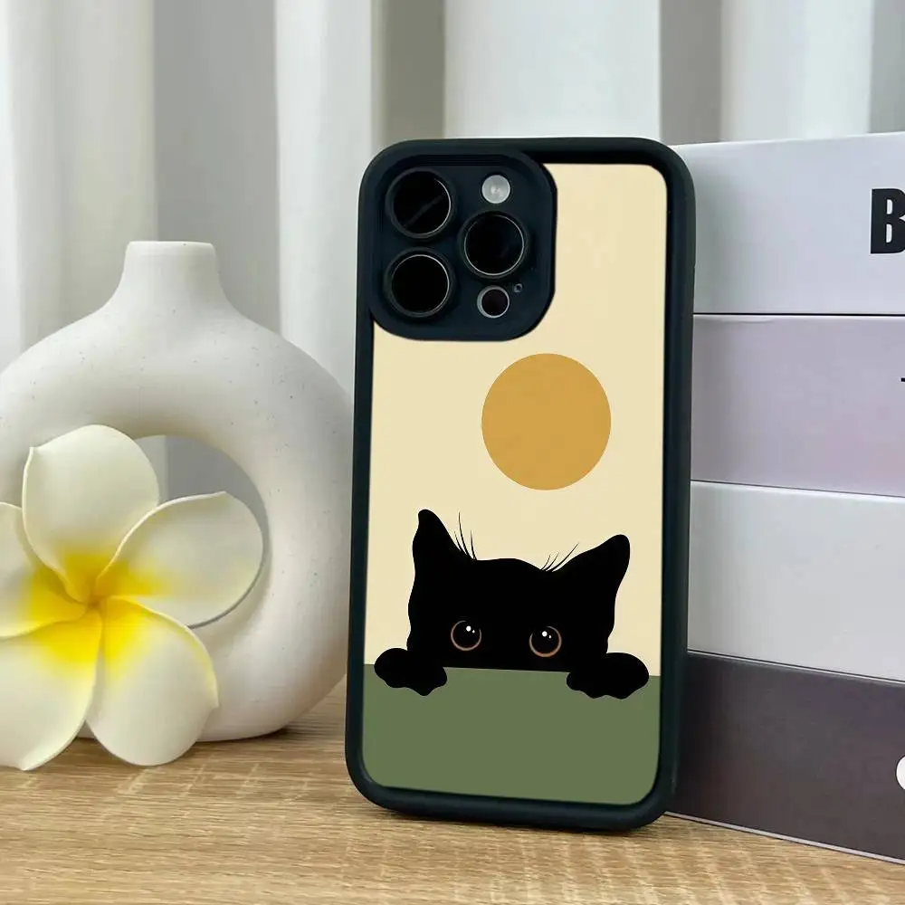 Чехол для телефона Black Cat Outcrop Черный матовый чехол для iPhone 16, 15, 14, 13, 12, 11 Pro Max, чехлы на заднюю крышку (art.: 3920d26eee124) - 3920d26eee124