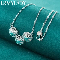 urmylady 925 sterling silver three flower charm pendant 18 inch necklace for women wedding engagement fashion jewelry