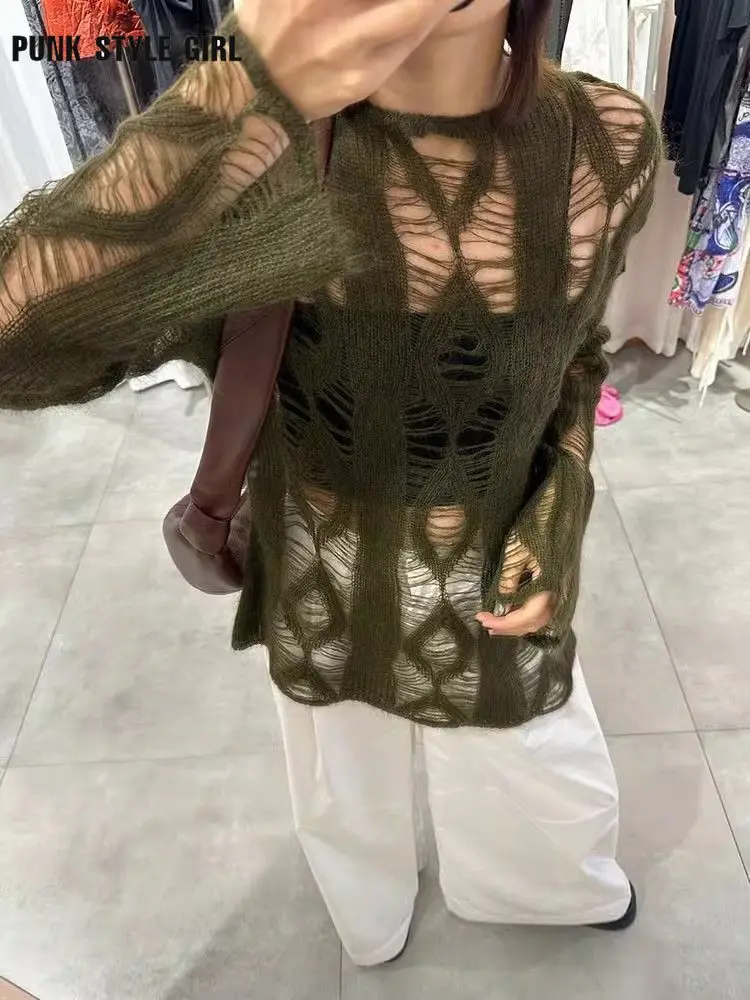 Однотонный женский свитер в стиле Kpop Y2K трикотажная одежда Харадзюку весенние