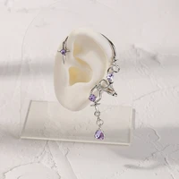 new fashion four pointed star amethyst ear clips without pierced luxury earrings tassel drops star earrings for women girl gifts