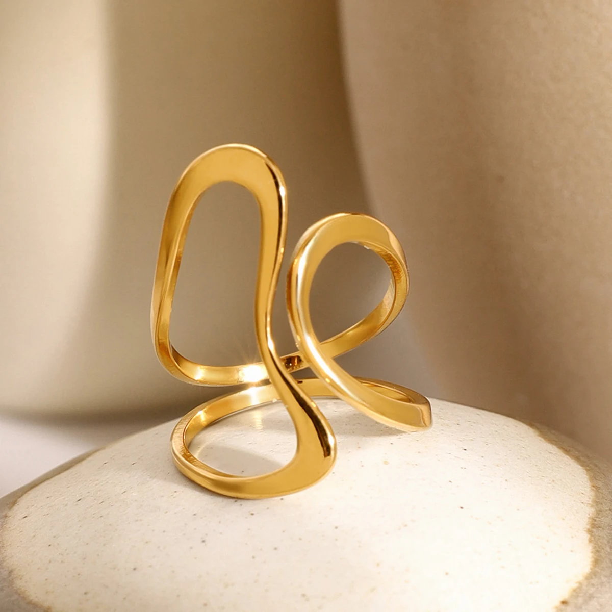 Фото Yori кольцо из нержавеющей стали новый дизайн металлическое 18 K PVD покрытое кольцо 2024 Colorfast популярное женское ювелирное изделие №3