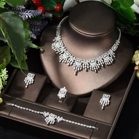 hibride luxury pendnat square shape cubic zirconia jewelry sets for women party luxury dubai nigeria wedding jewelry sets n 80