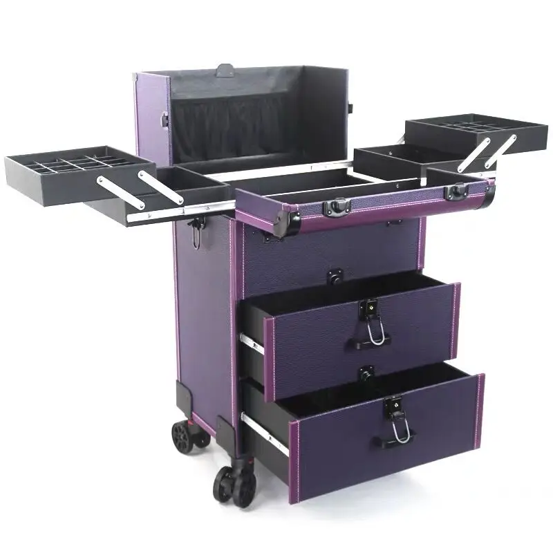

Women Trolley Cosmetic case Nails Makeup Toolbox Men Beauty Box on wheels Travel bag Rolling Luggage Trolley Suitcase