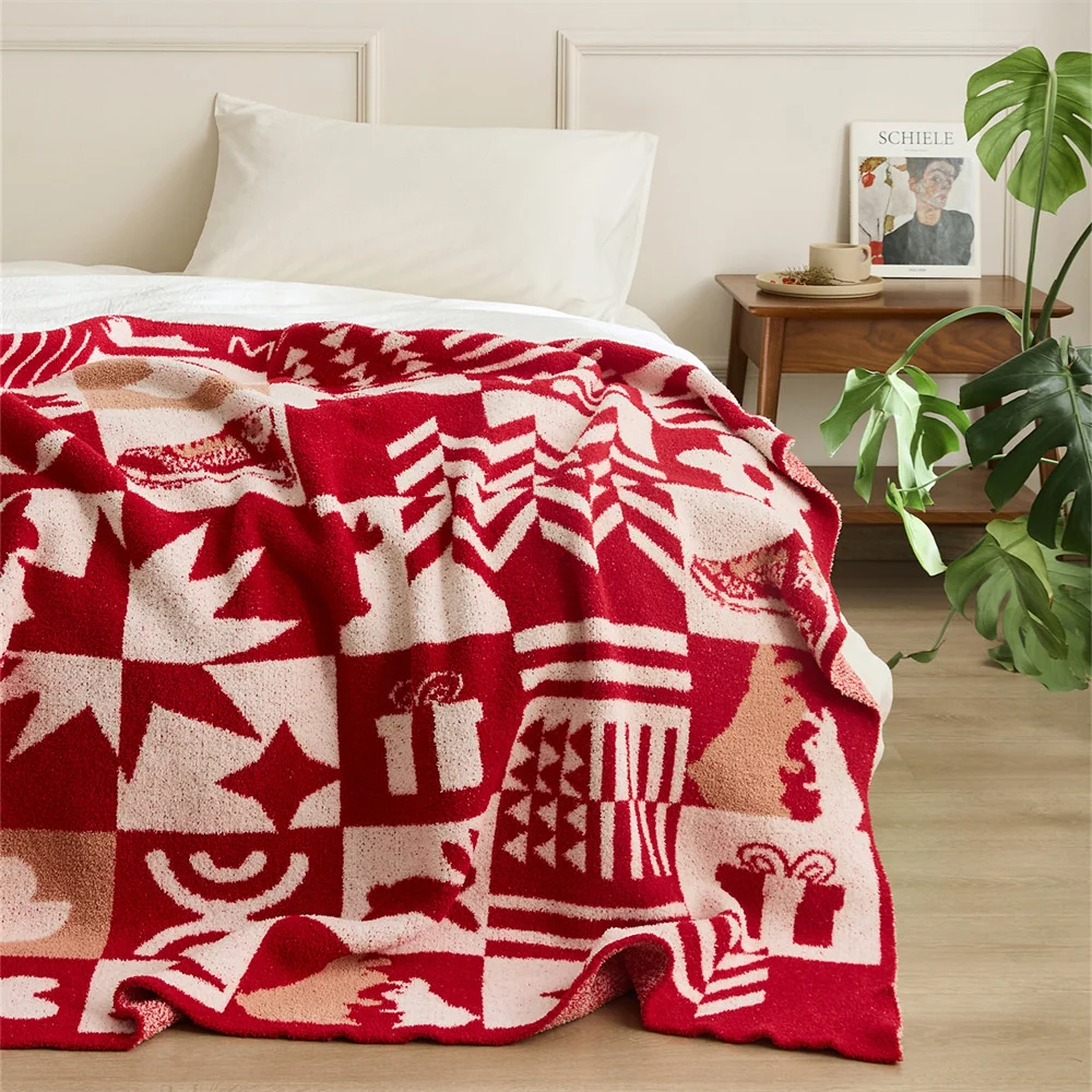 

Warm Blanket Fleece Knitted Thread Blanket For Bed Sofa Cover Bedspread Office Nap Blanket New Year Gift Bedding
