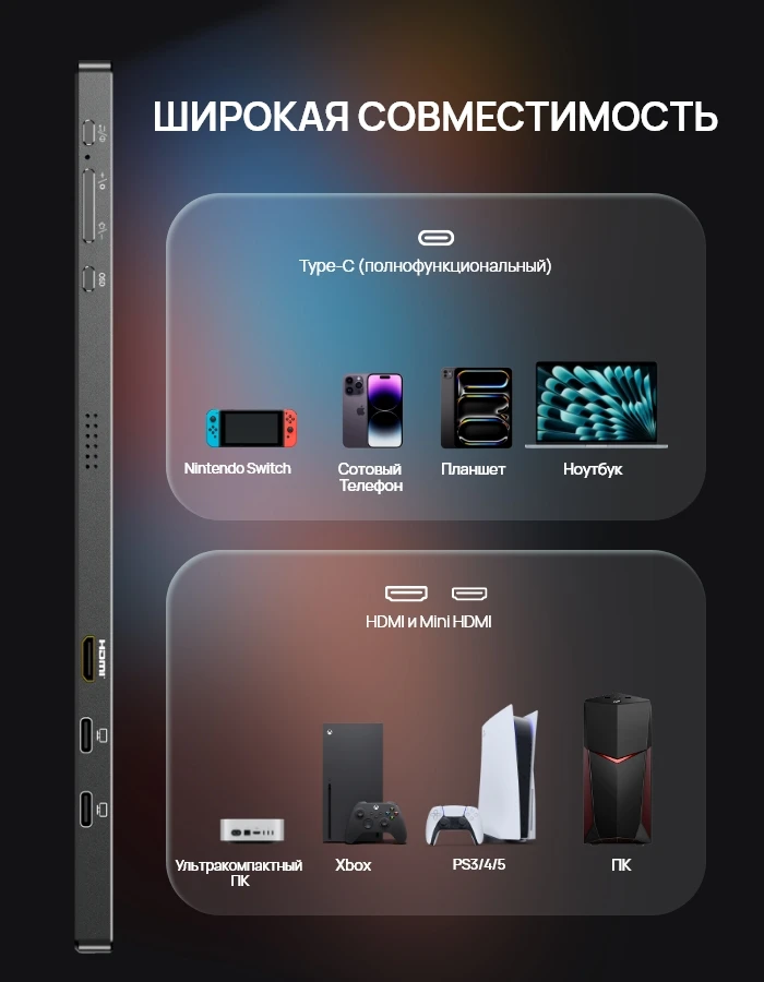 Фото ARZOPA Z1C серый портативный монитор 16,1″ FHD 1080P IPS, 100% sRGB, HDR, HDMI/USB-C, 780 г, тонкий 9,3 мм, второй экран для ноутбука, ПК, Mac, PS4, Xbox, Switch, офиса, игр и учебы №4