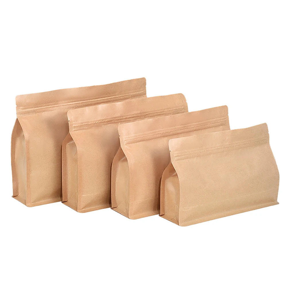 

50pcs Kraft Paper Food Packaging Bags Eco Stand Up Ziplock Bag Resealable Snack Coffee Bean Dried Fruits Candy Storage Pouches