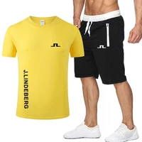 high quality golf mens sets new 2022 summer j lindeberg mens t shirt shorts pants two piece sets male t shirt suit polos suit