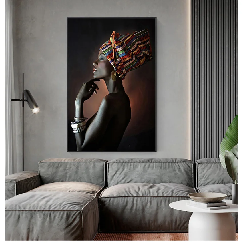 

Indian African Woman Hijab Portrait Canvas Painting Posters And Prints Scandinavian Living Room Wall Art Decorative Illustration