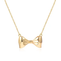 sliver bow necklace pendant simple stylish dainty necklace fashion jewelry for women girls