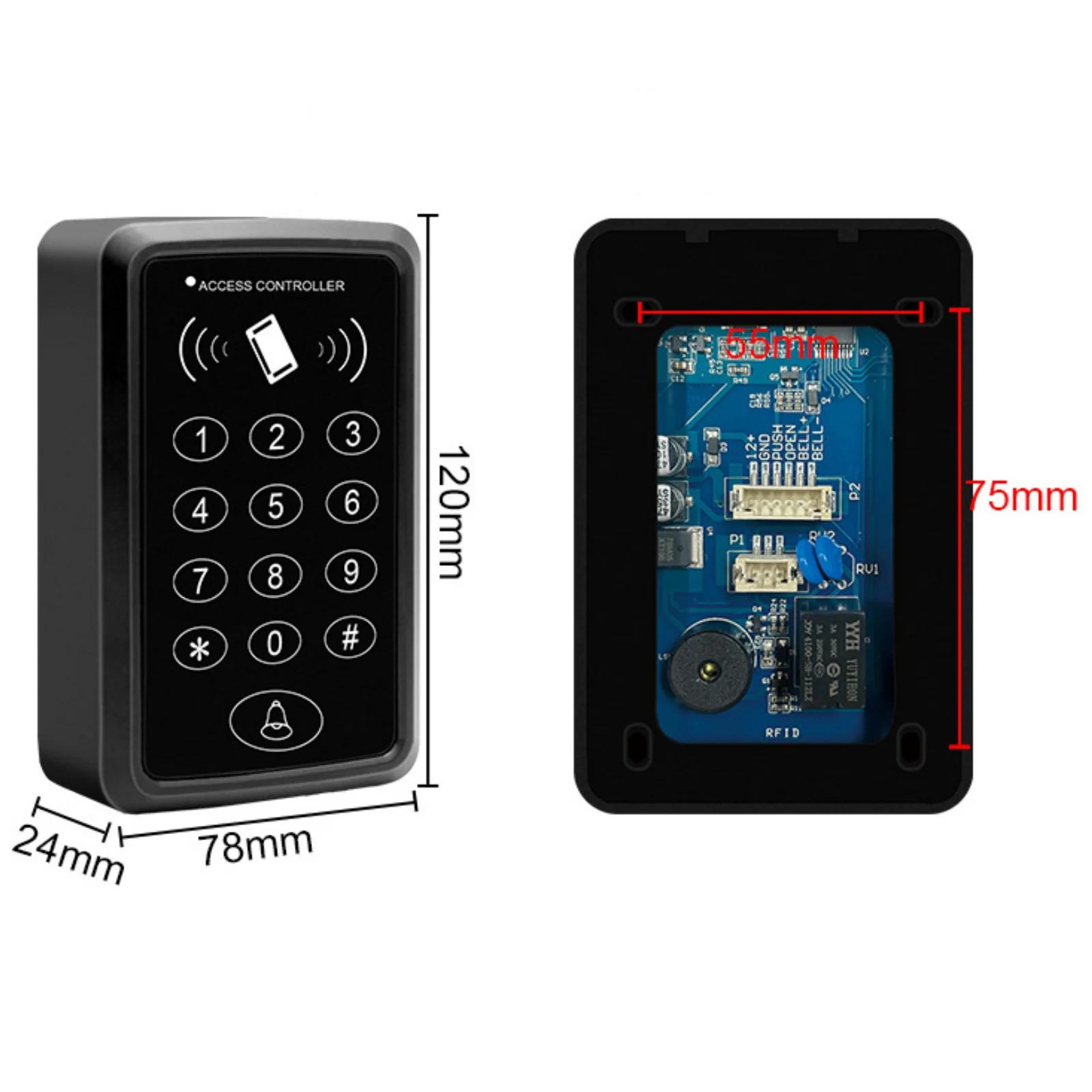 125 кГц RFID Клавиатура контроля доступа EM кардридер поддерживает 1500 пользователей