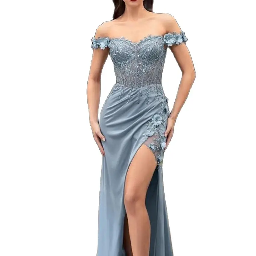 

Silver Evening Dress Sheath Formal Dubai Formal Charming Spandex Pleated Beaded Lace Celebrity Dresses Plus Size P2428