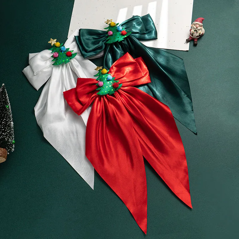 2024 рождественская заколка для волос с большим бантом красная повязка на голову