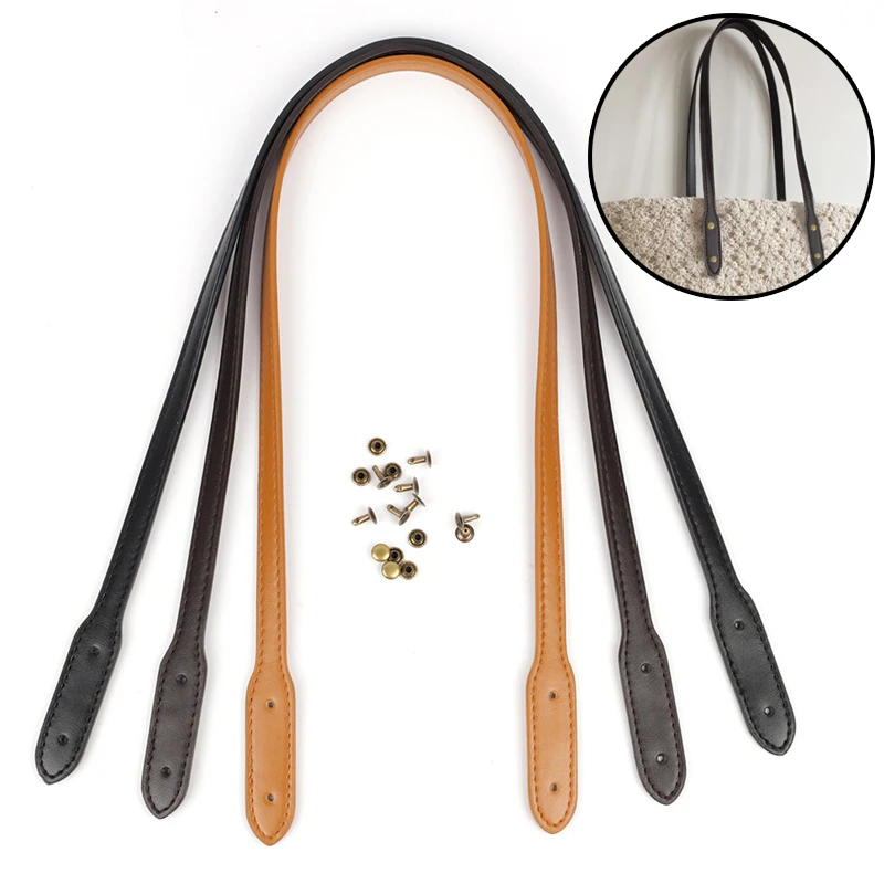 

1Pair 8PCS Rivets PU Leather Shoulder Bag Strap Plain Weave Women Bag Handles DIY Replacement Handle Handbag Belt Bag Accessory