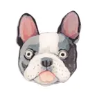 Значок бижутерный Бульдог французский (Замок-булавка, Серый) 51667