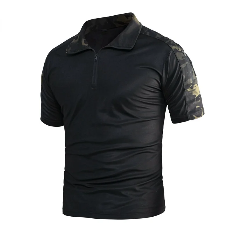 

New Summer Men's Fishing Clothes Short Sleeve Camouflage Tactical Polo T-shirts Autumn Outdoor Hiking Tactical Fishing Shirts