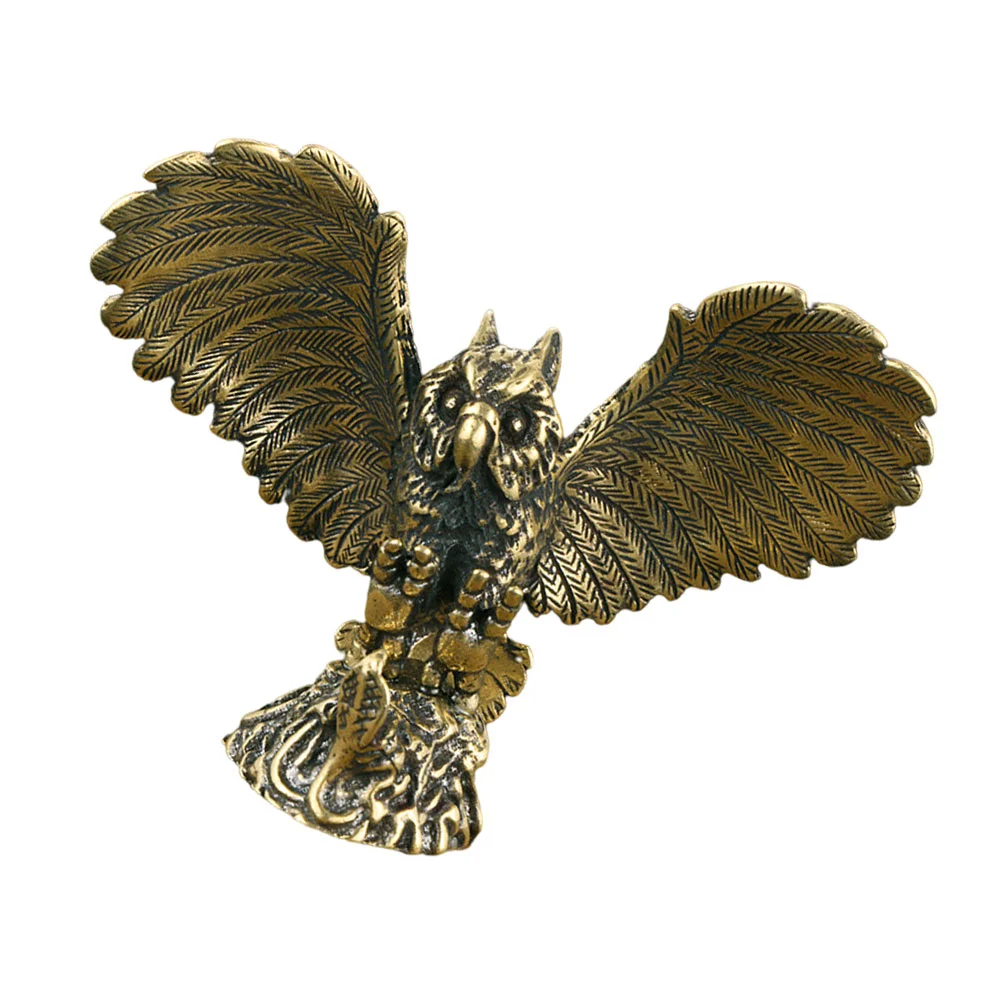 

Owl Animal Sculpture Brass Statue Figurine Bird Decoration Figurines Gifts Luck Good Decor Miniature Figure Metal Vintage Wealth