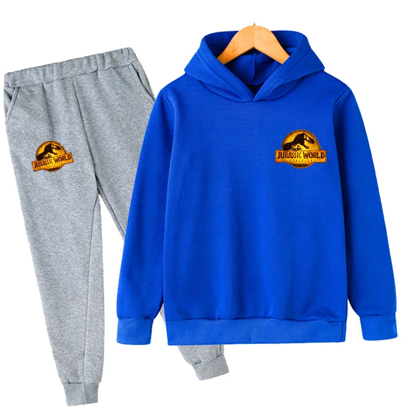 

\ Kids Clothes 2 Piece Set Clothing Cool Boys Dinosaur Jurassic World Dominion Hoodies+Long Pants Tracksuit Children Suit
