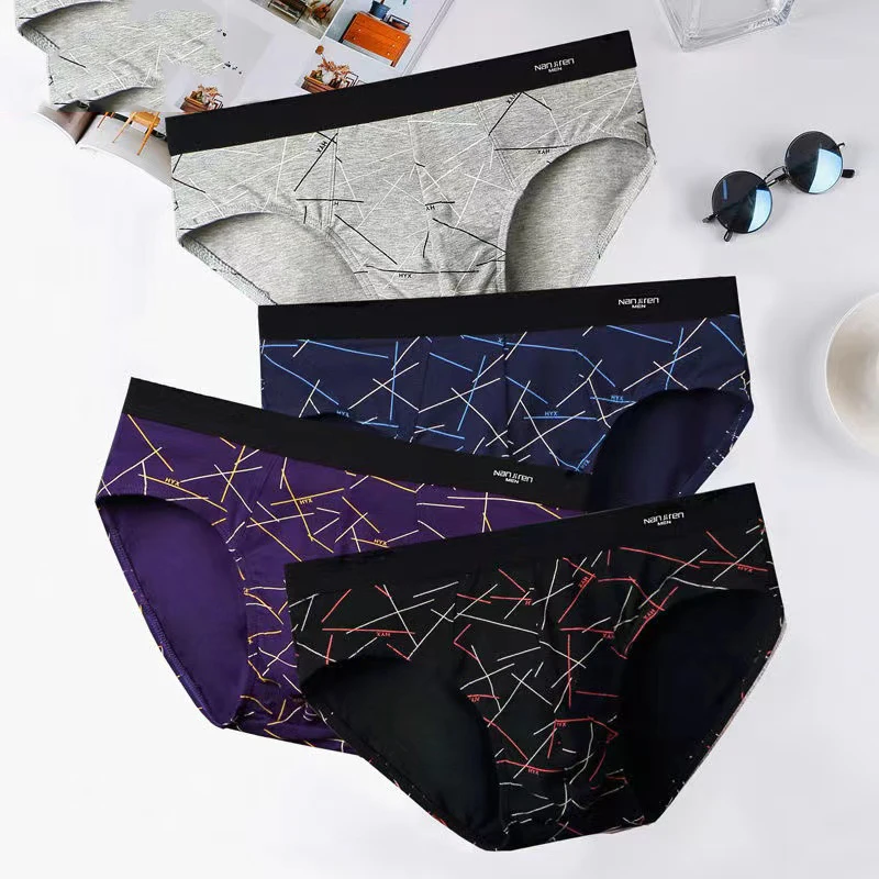 4pcs/Lot Sexy Men's Briefs Cotton Underwear Youth Breathable Shorts Breathable Stretch Panties High Quality Fashion Briefs