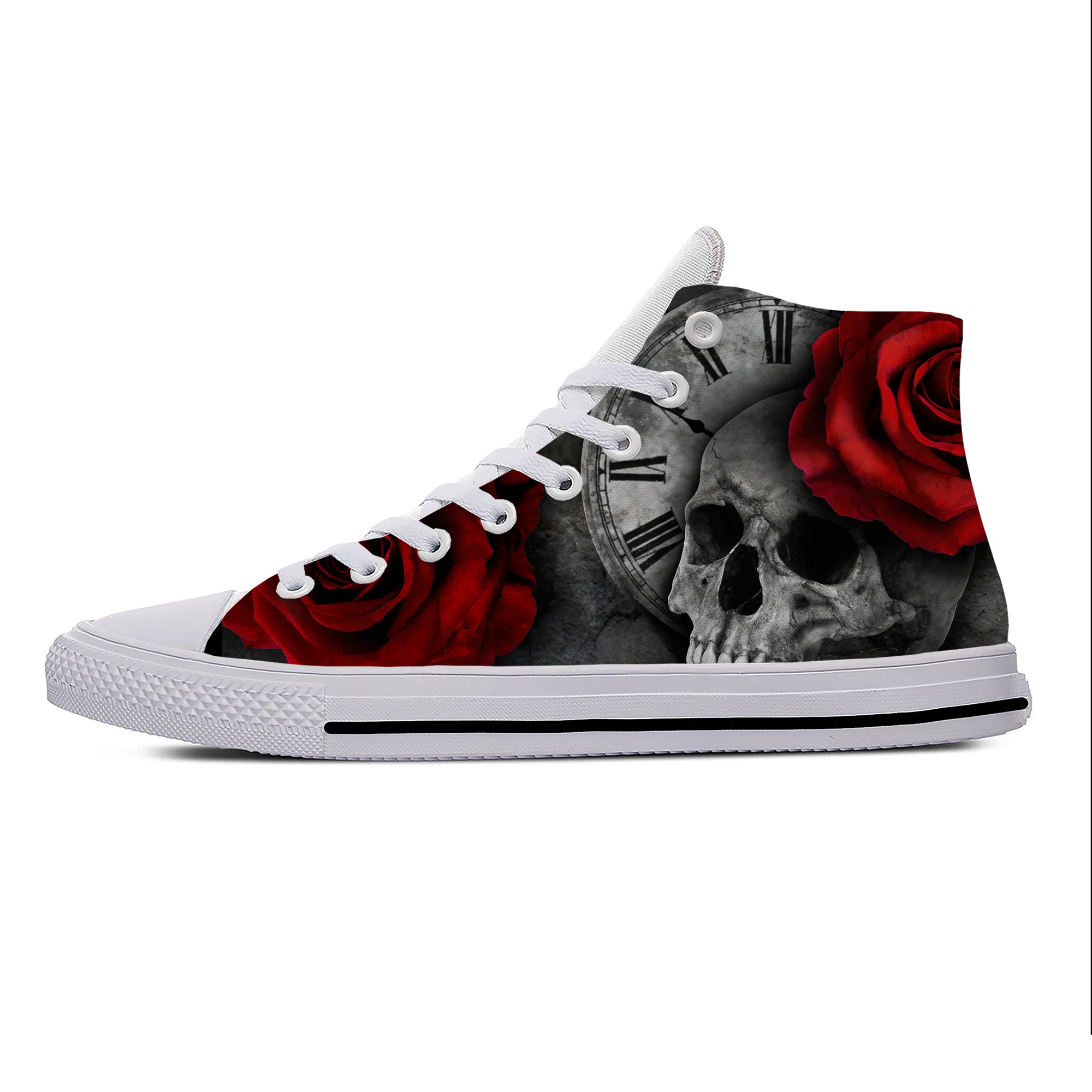

Skulls Roses High Top Sneakers Mens Womens Teenager Casual Shoes Canvas Running Shoes 3D Printed Breathable Lightweight shoe