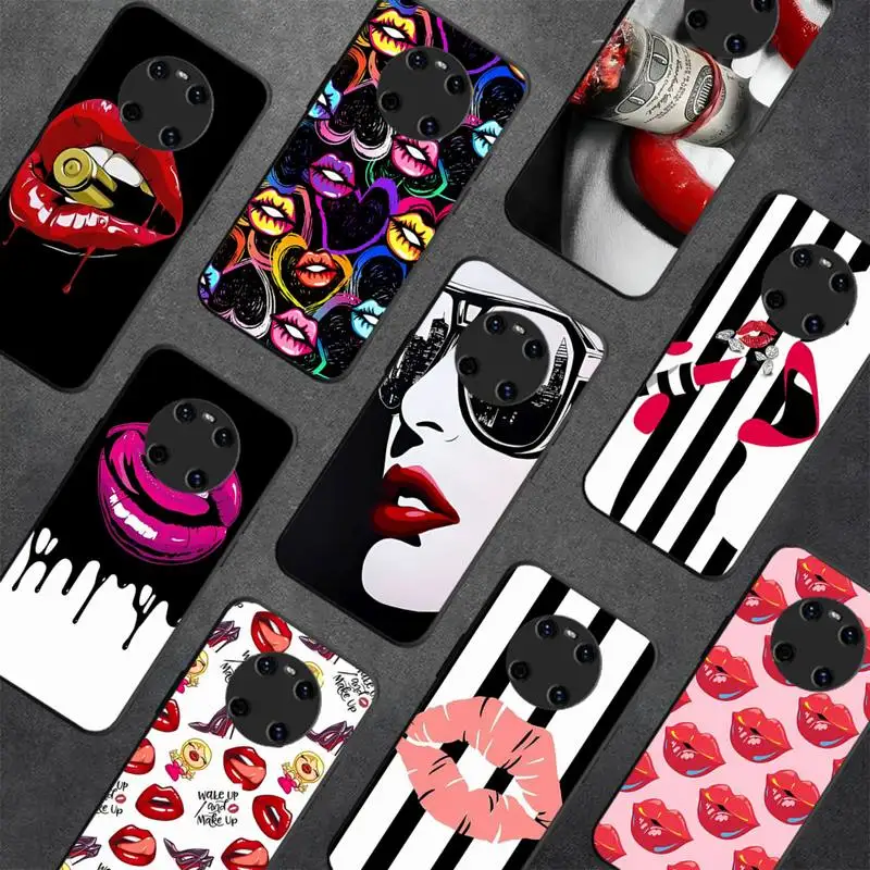 

Abstract red lips Phone Case For Huawei Y 5 Y62019 Y52018 Y92019 Luxury funda case for 9prime2019