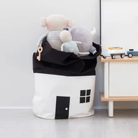 simple black and white house shape childrens toy storage bag oversized canvas dirty clothes bag nordic style kids bedroom decor