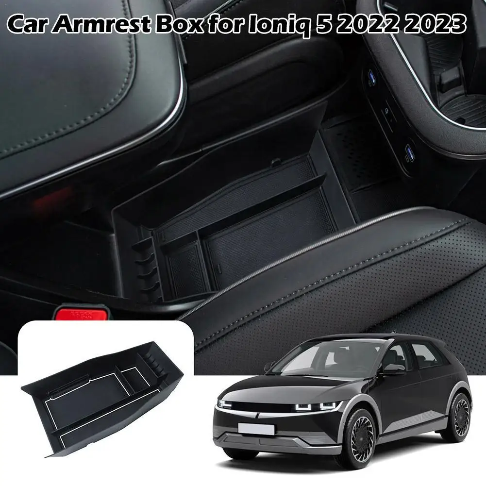 

For Hyundai Ioniq 5 2022 2023 Armrest Storage Box Organizer Tray Center Console Stowing Tidying Black Auto Interior Accessories