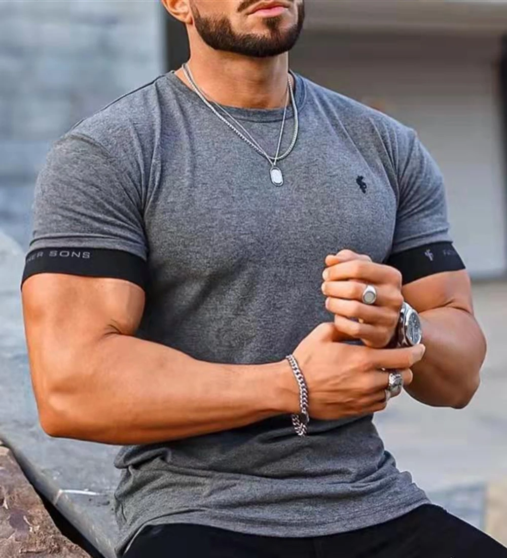 2022 new Shirt Men Short Sleeve Workout Gym T-Shirt Cotton Loose Running Fitness Tops Streetwear Hip-Hop Sport Tees Clothing |