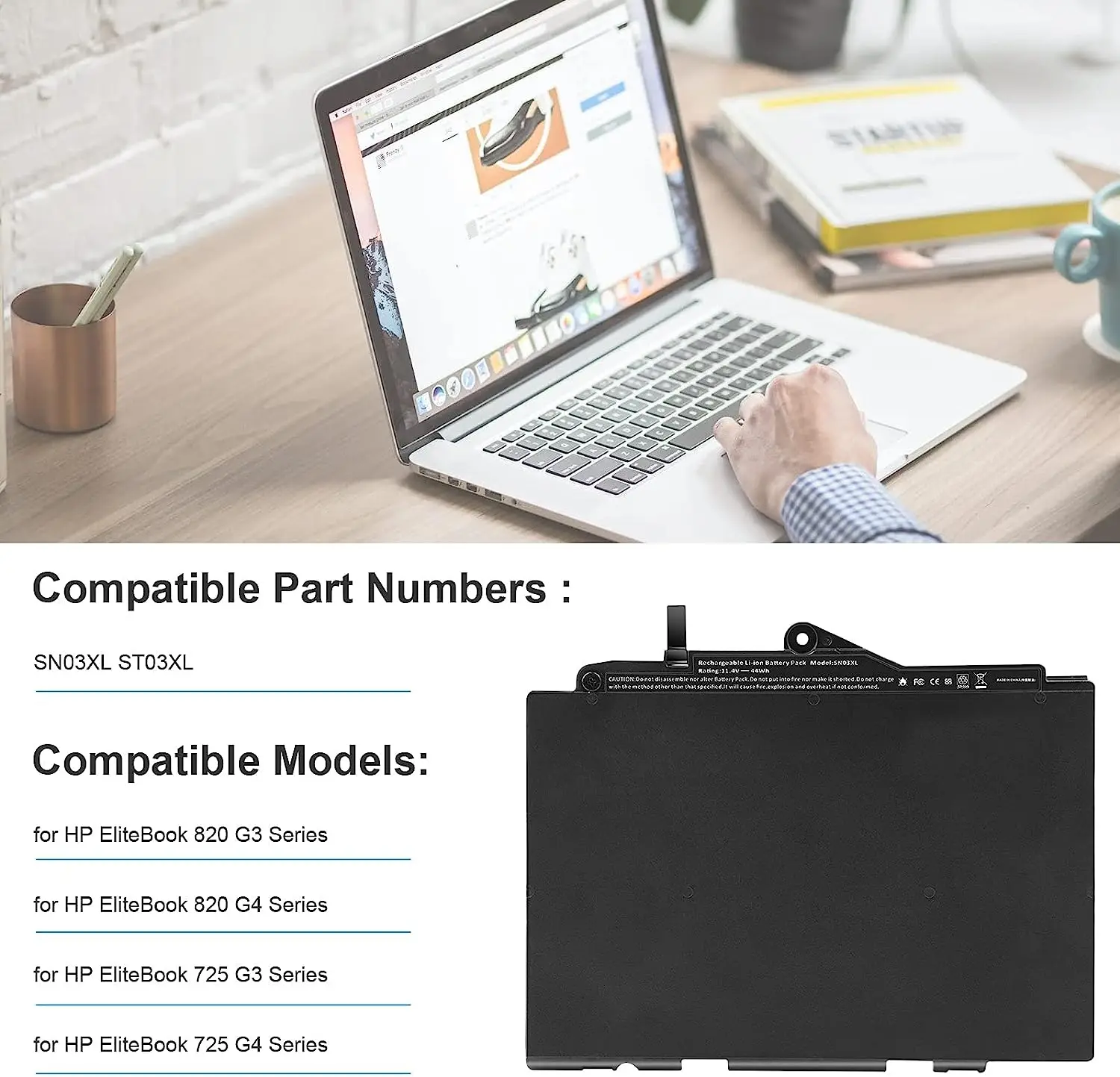 Оригинальный аккумулятор для ноутбука SN03XL HSTNN-UB6T 44 Втч 11 1 В серии HP EliteBook 820 725 G3 G4