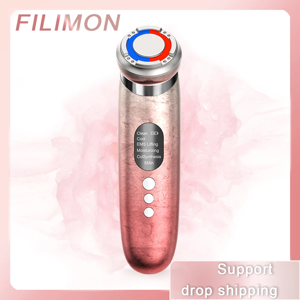 EMS Facial Lift Vibration Massage Photon Therapy Hot and Cold Red Blue Light Skin Rejuvenation Cleansing Beauty Device Skin Care