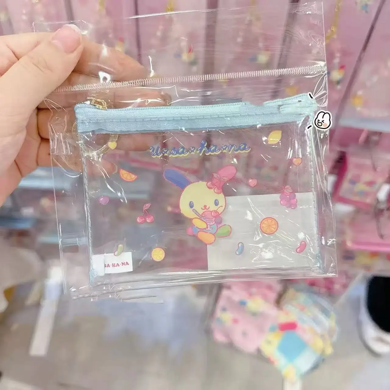 Фото Милый пенал Usahana Kawaii, прозрачный, с принтом, из ПВХ, сумка для хранения, мультяшная косметичка на молнии, аниме-аксессуар, подарок для друга №4