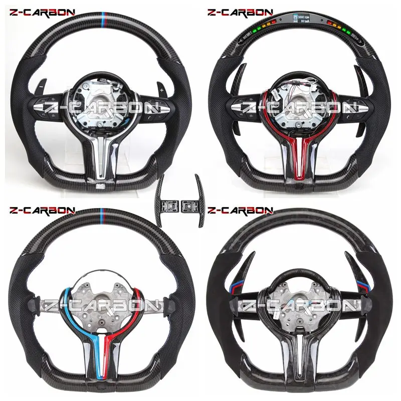 

Перфорированный кожаный гоночный руль из углеродного волокна со светодиодной подсветкой для BMW X1 X2 X3 X4 X5 X6 M2 M3 M4 M5 F10 F80 F20 F30 F45 F42