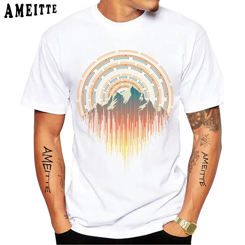 Футболка мужская с геометрическим принтом Повседневная рубашка коротким