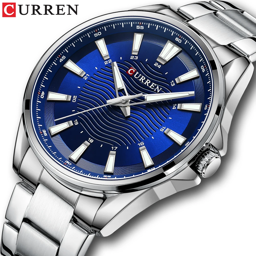 

CURREN Brand Fashion Simple Stainless Steel Quartz Wristwatches Business Men's Watches with Luminous Hands relógio masculino