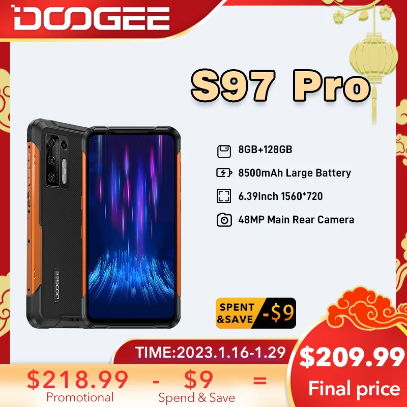 Смартфон DOOGEE S97 Pro защищенный, 40 м, 48 МП, 8-ядерный, 8 + 128 ГБ, 8500 мАч