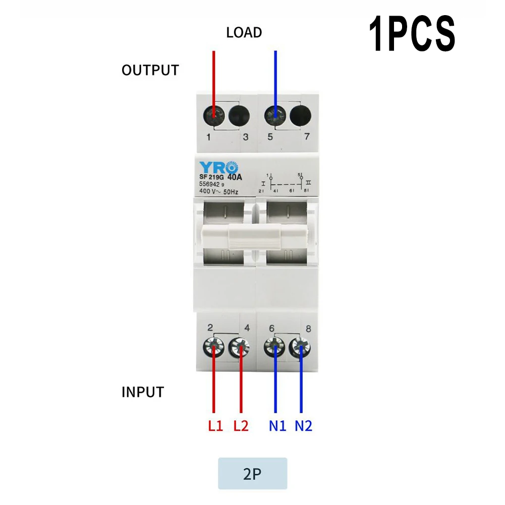 

1PC 2P 40A/63A MTS Dual Power Manual Transfer Switch Interlock Circuit Breaker Home Improvement Switch & Switch Accessories