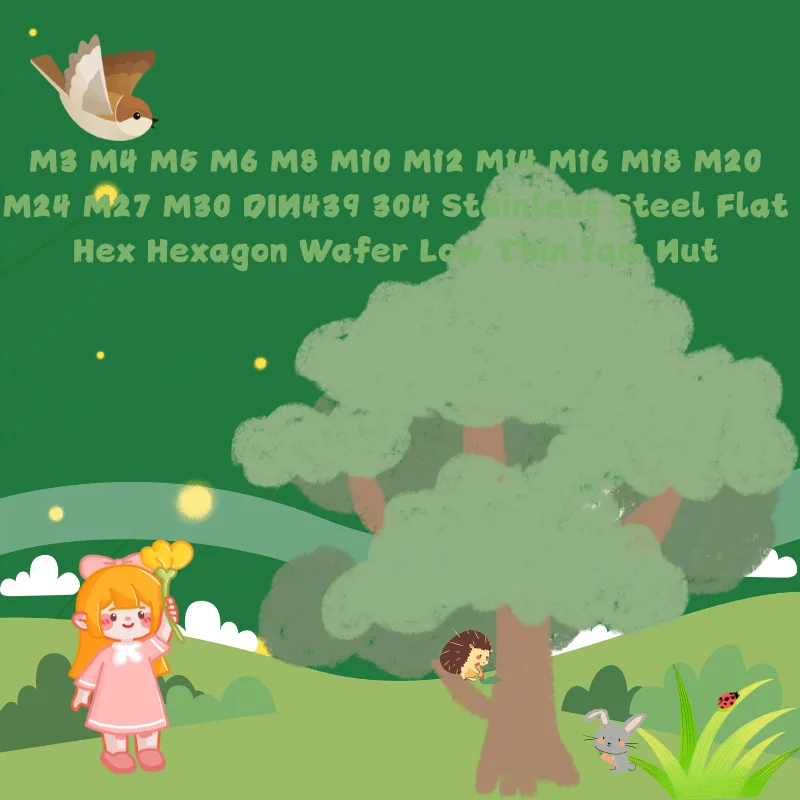 Фото M3 M4 M5 M6 M8 M10 M12 M14 M16 M18 M20 M24 M27 M30 DIN439 304 Нержавеющая сталь Плоская шестигранная низкопрофильная гайка-втулка №1